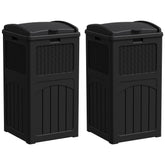 Greesum 33-gallon outdoor trash can with lid for weatherproof outdoor use.