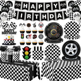GREHUMOR race car banner boosts birthday party vibe for a themed celebration.