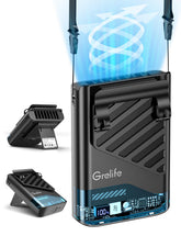 Grelife waist fan LED display shows wind speed and battery at a glance.