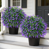 Grooy artificial boxwood topiary ball with lavender for year-round porch decor.