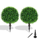 Grooy two-pack artificial eucalyptus topiary front view for porch greenery