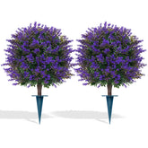 Grooy artificial lavender topiary balls for outdoor use with lasting color.