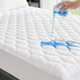 GRT queen mattress protector top view with quilted waterproof surface for spill protection