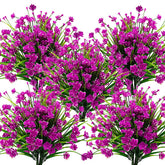 Grunyia 10-bundle artificial flowers for outdoor UV-resistant display.