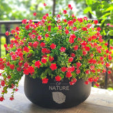 Grunyia red outdoor artificial flowers, close-up texture and vibrant color for exterior displays