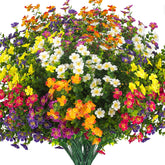 Grunyia UV-resistant mixed bouquet of outdoor artificial flowers for vibrant garden color with low maintenance
