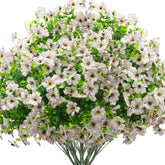 Grunyia white outdoor daisy flowers in a 16-bundle set for porch decor.