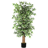 GTIDEA artificial ficus tree 6ft with silk leaves for lush living room decor.