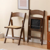 GTNSAFP wooden folding chair with soft cushion, front view for comfortable event seating.