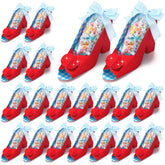 Gueevin wizard-themed red high-heel boxes for birthday party favors and gifts.