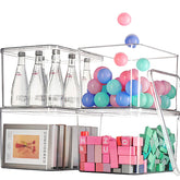 GUMEIGODA clear storage bin with lid for pantry organization.