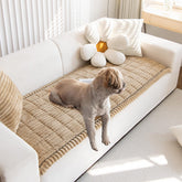 Gumfolk pet couch cover in brown protects sofa from scratches and spills.