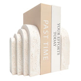 GUSFREUD heavy duty book ends with layered arch design for stable shelves.
