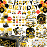 Guzbewu construction plates 9-inch for a bold party setup