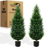 GZFDY 3ft artificial cedar topiary trees front view for porch decor all year