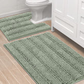 H.VERSAILTEX bathroom rug set in sage offers ultra-thick chenille softness for warm feet.