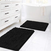 H.VERSAILTEX black bath rug set front view adds luxury and comfort
