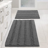 H.VERSAILTEX Grey bath rug set with plush chenille for soft, cozy feet.