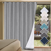 H.VERSAILTEX linen blackout curtain for patio door close-up blocks light for better sleep.