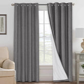 H.VERSAILTEX linen blackout curtains packaging shows a 2-panel 84-inch set for quick privacy setup