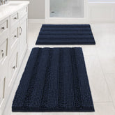 H.VERSAILTEX navy blue bath rug set with plush pile for instant warmth and comfort.