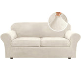 H.VERSAILTEX velvet plush 3-piece sofa base cover fits up to 90 inches