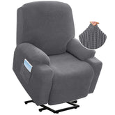 H.VERSAILTEX stretch recliner cover on chair shows flexible fit and modern style