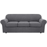 H.VERSAILTEX stretch sofa base cover in grey delivering a tailored living room look