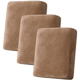 H.VERSAILTEX velvet stretch cushion cover camel, front view, plush and durable.