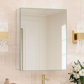 HABIUBIU medicine cabinet mirror with adjustable shelves for organized bathroom storage.