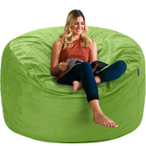 HABUTWAY bean bag chair velvet-cover in lime adds cozy style to any room.