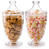 Hacaroa 2-pack acrylic apothecary jars with wide mouths for easy access to treats.