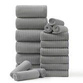 Hailea 18-piece family towel set in a bright bathroom for home spa feel.