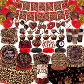 Haimimall banner with red cheetah print for a bold party backdrop