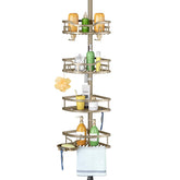 HAMITOR corner shower caddy pole assembly for quick setup and organized bath space.