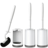 HAMITOR curved-under-rim toilet bowl brush reaches tight spots for deep cleaning