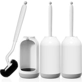 HAMITOR toilet brush with curved head cleans hard-to-reach corners.