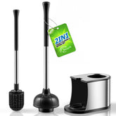 HAMITOR toilet plunger brush set with dense bristles for thorough cleaning
