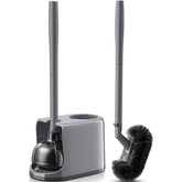HAMITOR extended-handle toilet plunger and brush set for easy reach