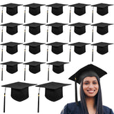 Hanaive black graduation cap with tassel, top view for coordinated ceremony styling.
