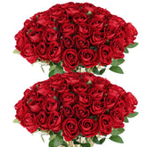 Hananona 50 artificial burgundy roses bouquet for elegant wedding centerpieces