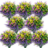 Hananona artificial outdoor flowers in fuchsia brighten porches and windows.