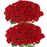 Hananona artificial red roses, 50-piece bulk bouquet for elegant centerpieces.
