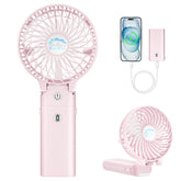 HandFan cherry pink folded for compact travel and storage