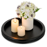Hanobe black bead round tray 30cm adds rustic charm on a coffee table