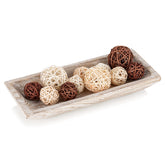 Hanobe decorative wood dough bowl long bowl entryway table adds warm natural style