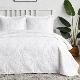 Hansleep white quilt king with damask ultrasonic stitch for durable all-season comfort.