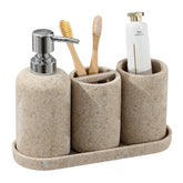 Haocoott soap dispenser on beige tray keeps countertops tidy