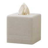 Haocoott beige tissue box cover front view, adds subtle elegance to a living room.