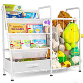 Haotao kids bookshelf with 3-tier sling shelves offers easy book access for little readers.